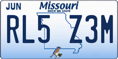 MO license plate RL5Z3M