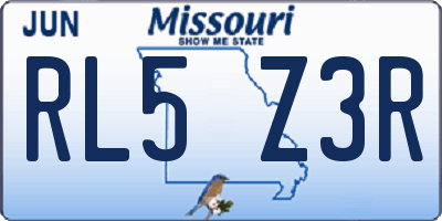 MO license plate RL5Z3R