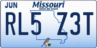 MO license plate RL5Z3T
