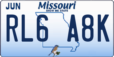 MO license plate RL6A8K