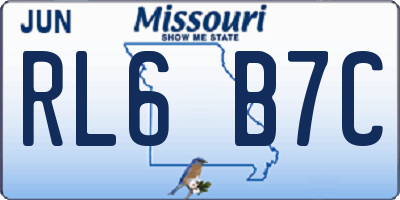 MO license plate RL6B7C