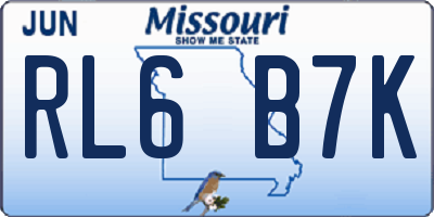MO license plate RL6B7K