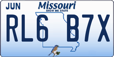MO license plate RL6B7X