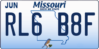 MO license plate RL6B8F
