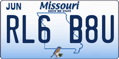 MO license plate RL6B8U