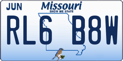 MO license plate RL6B8W