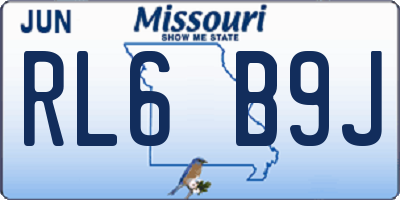 MO license plate RL6B9J