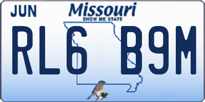 MO license plate RL6B9M