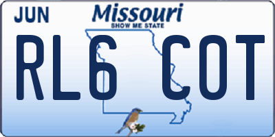 MO license plate RL6C0T