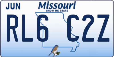 MO license plate RL6C2Z
