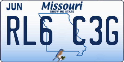 MO license plate RL6C3G