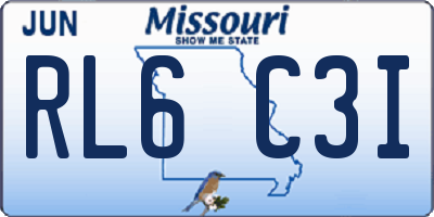 MO license plate RL6C3I