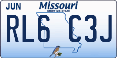 MO license plate RL6C3J