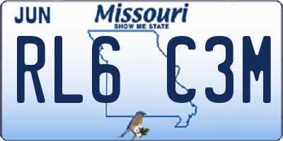 MO license plate RL6C3M