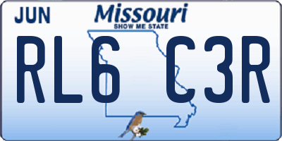MO license plate RL6C3R