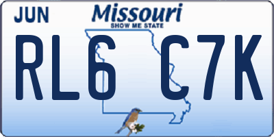 MO license plate RL6C7K