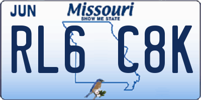 MO license plate RL6C8K