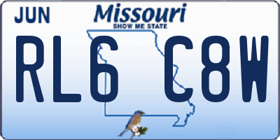 MO license plate RL6C8W