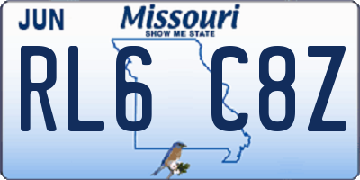MO license plate RL6C8Z