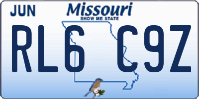 MO license plate RL6C9Z