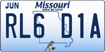 MO license plate RL6D1A