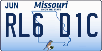 MO license plate RL6D1C