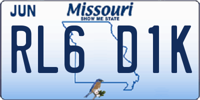 MO license plate RL6D1K