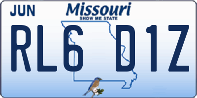 MO license plate RL6D1Z