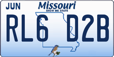 MO license plate RL6D2B