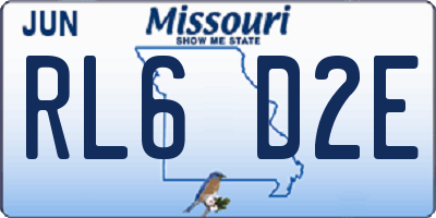 MO license plate RL6D2E