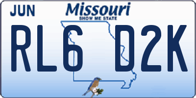 MO license plate RL6D2K