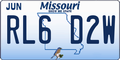 MO license plate RL6D2W