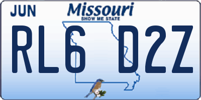 MO license plate RL6D2Z