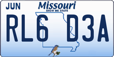 MO license plate RL6D3A