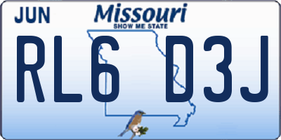 MO license plate RL6D3J