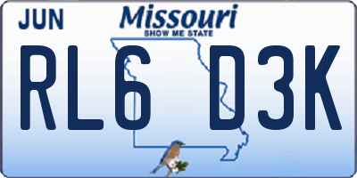 MO license plate RL6D3K