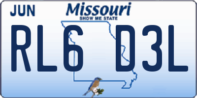 MO license plate RL6D3L