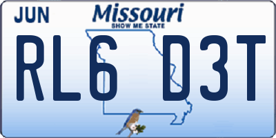 MO license plate RL6D3T
