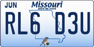 MO license plate RL6D3U