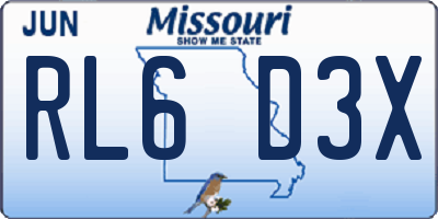 MO license plate RL6D3X