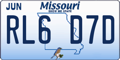 MO license plate RL6D7D