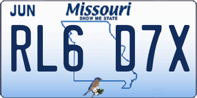 MO license plate RL6D7X