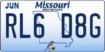 MO license plate RL6D8G