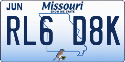 MO license plate RL6D8K