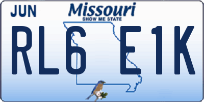 MO license plate RL6E1K