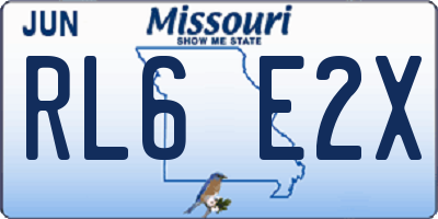 MO license plate RL6E2X