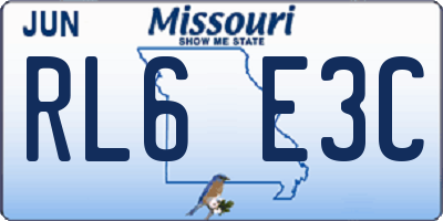 MO license plate RL6E3C