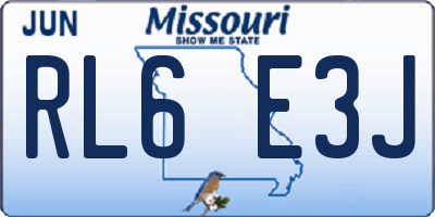 MO license plate RL6E3J