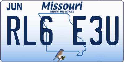 MO license plate RL6E3U