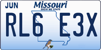 MO license plate RL6E3X
